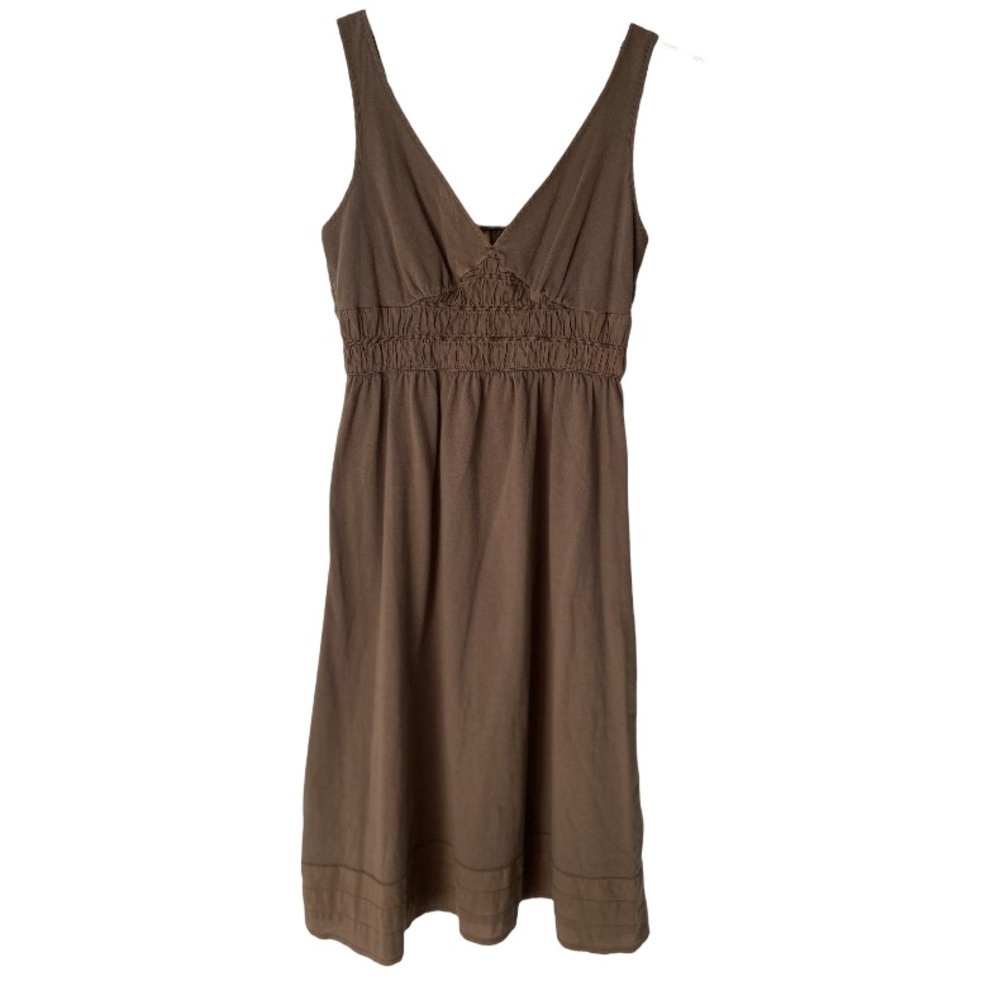 Lole Kaki Smocked V Neck Dress